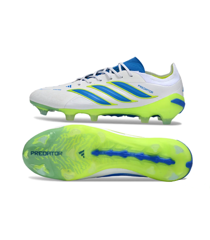 کفش فوتبال آدیداس پردیتور طرح اصلی Adidas Predator 26 Elite FG White/Electric Blue/Lime Green
