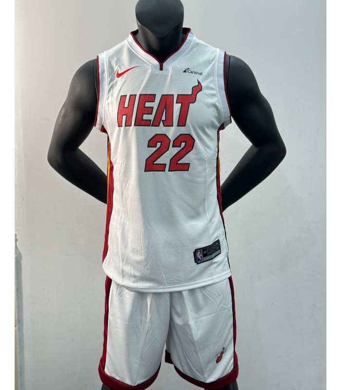 رکابی و شورت بسکتبالی میامی هیت شماره 22 سفید Basketball Jersey and Shorts Miami Heat 22 White