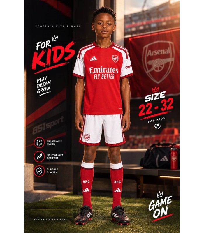 تیشرت و شورت بچگانه اول 2027 تیم آرسنال Arsenal Home 2027 kit