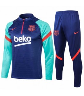 نیم زیپ شلوار تیمی بارسلونا Barcelona 2020/21 Blue Training Suit