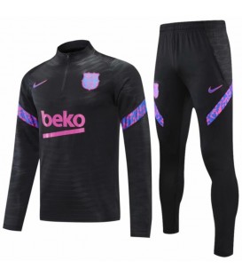 نیم زیپ شلوار تیمی بارسلونا Barcelona 2021/22 Black Training Suit