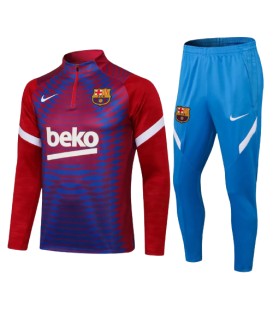 نیم زیپ شلوار تیمی بارسلونا Barcelona 2021/22 Black Blue Training Suit