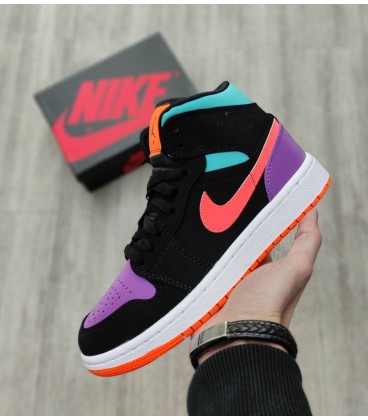کفش پیاده روی زنانه نایک NIKE AIR JORDAN 1 MID BLACK MULTI-COLOR