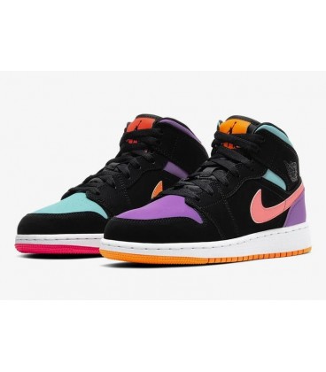 کفش پیاده روی زنانه نایک NIKE AIR JORDAN 1 MID BLACK MULTI-COLOR