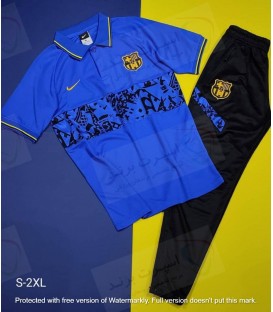 ست پولوشرت و شلوار بارسلونا Barcelona Original Blue Polo shirt With Pants 2022