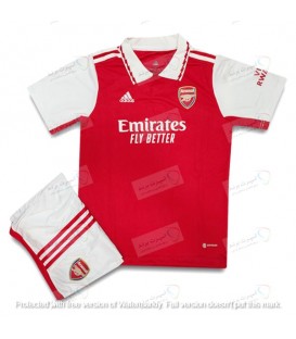 کیت و شورت بچه گانه اول آرسنال Arsenal Home Kids Kit 2022/23 Similar Original Thailand With Shorts