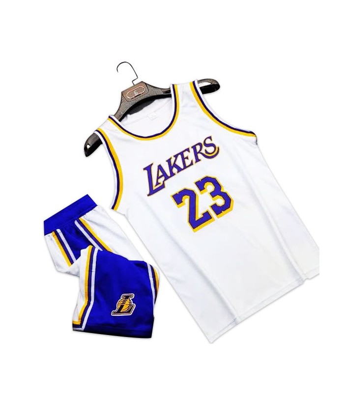 ست رکابی و شورت بسکتبالی لیکرز Lakers 2023 Jersey White